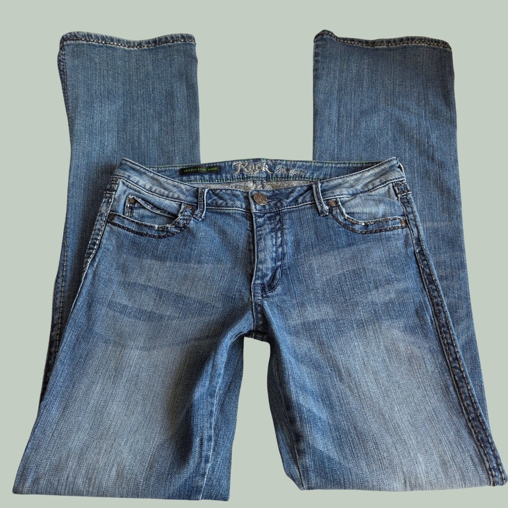 Rock 47 by Wrangler Ultra Low Rise Bootcut Jeans Y2K Medium Wash WHX29DX 9x32